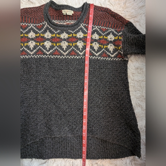 Royal Robbins Fair Isle Yoke Sweater Charcoal/Red M Cozy Wool Blend - Picture 5 of 7